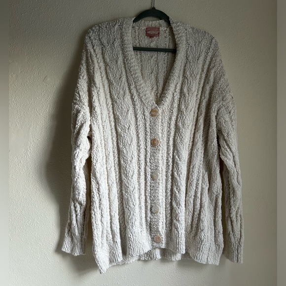 Show Me Your Mumu Callie Cream White Chunky Knit Cardigan XL - Picture 3 of 9